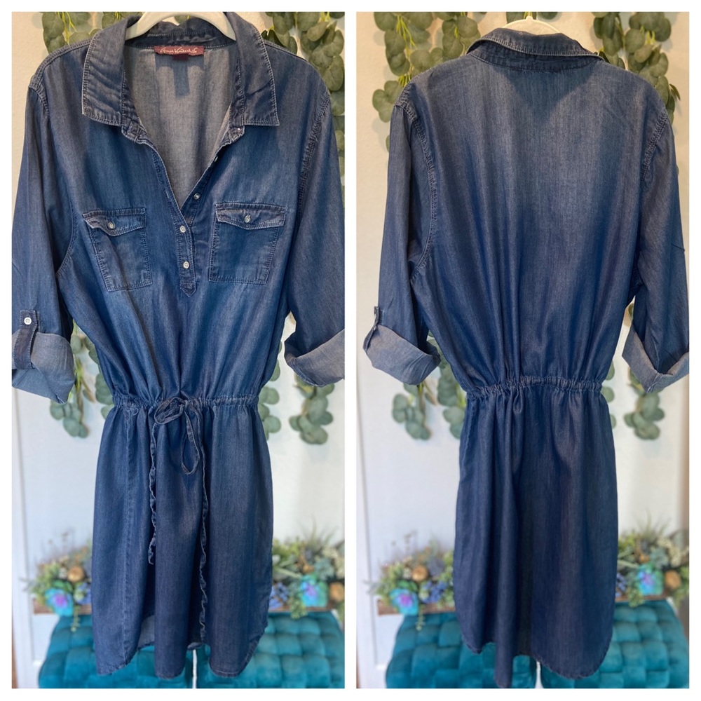 Gloria Vanderbilt Denim Drawstring Waist Women Dress - Size XL